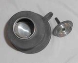 Antique Pewter Small Fluid or Oil Lamp Having Ring Shaped Finger Loop