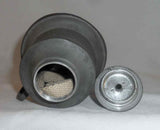 Antique Pewter Small Fluid or Oil Lamp Having Ring Shaped Finger Loop