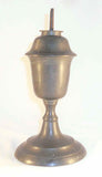 Antique Pewter Fluid or Whale Oil Lamp Tulip Bulb-Shaped Reservoir Two Burners