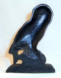 Antique Cast Iron Doorstop Brown Colored Owl Standing on Brown-Green Perch