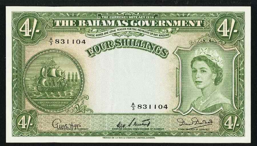 BANKNOTESコレクション④ 22枚 The Bahamas Government Four Shillings Banknote Pick Number