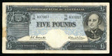 Commonwealth Australia 5 Pounds Banknote Pick Number 35a Navigator J Franklin VF