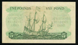 Currency 1954 South African Reserve Bank Five Pounds Banknote Van Riebeeck P# 96