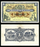 1960 Banknote The Royal Bank of Scotland One Pound Signed Ballantyne P# 324b XF