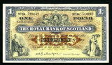 1960 Banknote The Royal Bank of Scotland One Pound Signed Ballantyne P# 324b XF