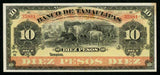 1902 Mexico Banco De Tamaulipas 10 Pesos Remainder Banknote Cattle Scene P S430c