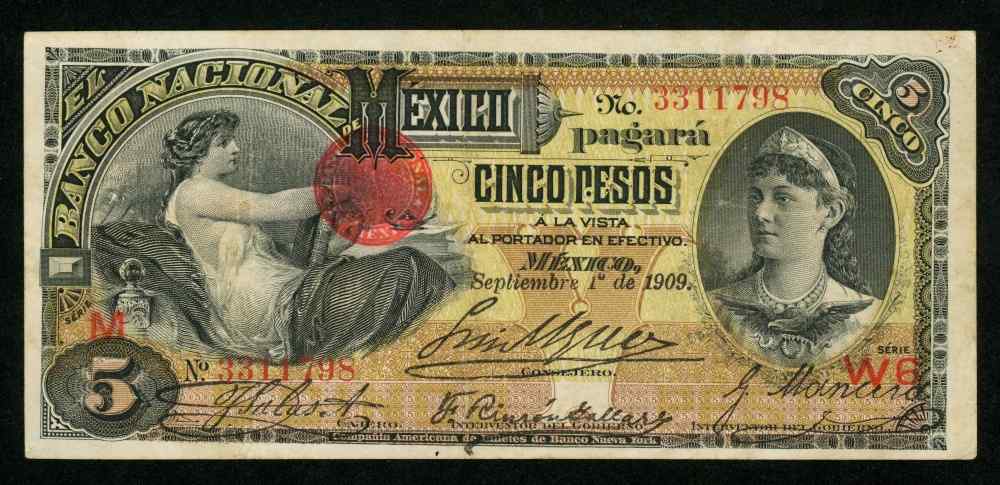 Mexico P-34c Banco de Mexico 5 Pesos O-F,12.11.1941 /2 Diff