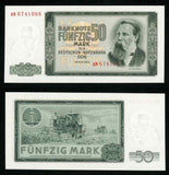 1964 German Democratic Republic 50 Mark Deutschen Notebank Banknote P 25a UNC