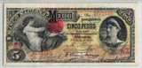 1910 Banco Nacional De Mexico Five Pesos Banknote Series N4 P #S257c PCGS VF 30