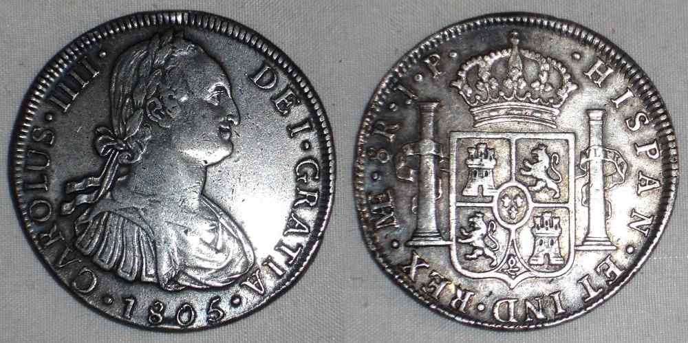 1805 Crown Size Peru Silver Coin Lima Mint 8 Reales King Charles