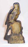 Antique Cast Iron Doorstop Colorful Parrot Perched on Green and Yellow Rock