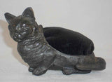Beautiful Antique Cast Metal Figural Cat Pincushion Raised Tail