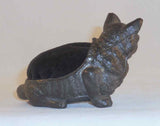 Beautiful Antique Cast Metal Figural Cat Pincushion Raised Tail
