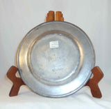 Circa 1750 Antique 9 1/2" Pewter Wide Rim Plate American or English Markings