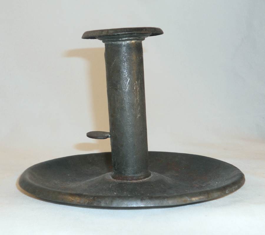 Antique Primitive 1800s Brass Copper Push Up Candlestick Holder With Drip  Dish