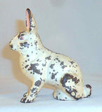 Antique Hubley Cast Iron Large Seated Rabbit Still Penny Bank Pink Ears & Eyes