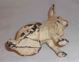 Antique Hubley Cast Iron Large Seated Rabbit Still Penny Bank Pink Ears & Eyes