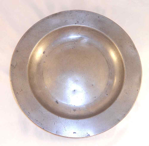 Circa 1700 English Pewter 9 3/8" Deep Plate w/ Plain Rim Timothy Richards England