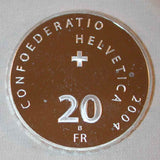 Beautiful Swiss Proof Silver Coin 2004 B Twenty Francs Chateau de Chillon Swiss Confederation