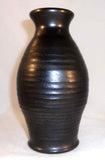 Vintage Glazed Wheel Thrown Black Redware Tall Vase By James C Seagreaves