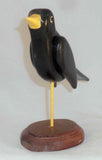Hand Carved Painted Wood Folk Art Black Bird Yellow Beak Ken Searfoss Oley PA