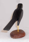 Hand Carved Painted Wood Folk Art Black Bird Yellow Beak Ken Searfoss Oley PA