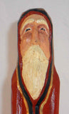 1996 Carved & Painted Wood Folk Art Tall Skinny Santa Figure D. Shaw Penryn, PA