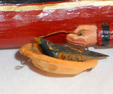 1996 Carved & Painted Wood Folk Art Tall Skinny Santa Figure D. Shaw Penryn, PA