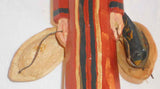1996 Carved & Painted Wood Folk Art Tall Skinny Santa Figure D. Shaw Penryn, PA