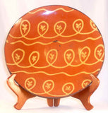 1994 Greg & Mary Spellmire Shooner Redware Glazed 10.5" Plate Yellow Slip Décor