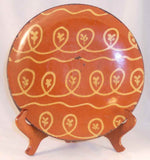 1994 Greg & Mary Spellmire Shooner Redware Glazed 10.5" Plate Yellow Slip Décor