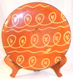 1994 Greg & Mary Spellmire Shooner Redware Glazed 10.5" Plate Yellow Slip Décor