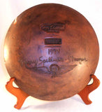 1994 Greg & Mary Spellmire Shooner Redware Glazed 10.5" Plate Yellow Slip Décor