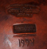 1994 Greg & Mary Spellmire Shooner Redware Glazed 10.5" Plate Yellow Slip Décor