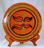 1997 Redware 10 3/4" Plate Glazed Slip Decorated w/ Tulip Bulbs by Greg Shooner