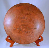 1997 Redware 10 3/4" Plate Glazed Slip Decorated w/ Tulip Bulbs by Greg Shooner