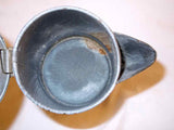 Antique Agateware Graniteware Lidded Coffee Pot or Water Pitcher w/ Wood Finial