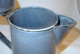 Antique Agateware Graniteware Lidded Coffee Pot or Water Pitcher w/ Wood Finial