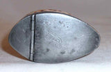 Antique English Cowrie Shell Pocket Snuffbox Snuff Box Pewter Mounted Hinged Lid