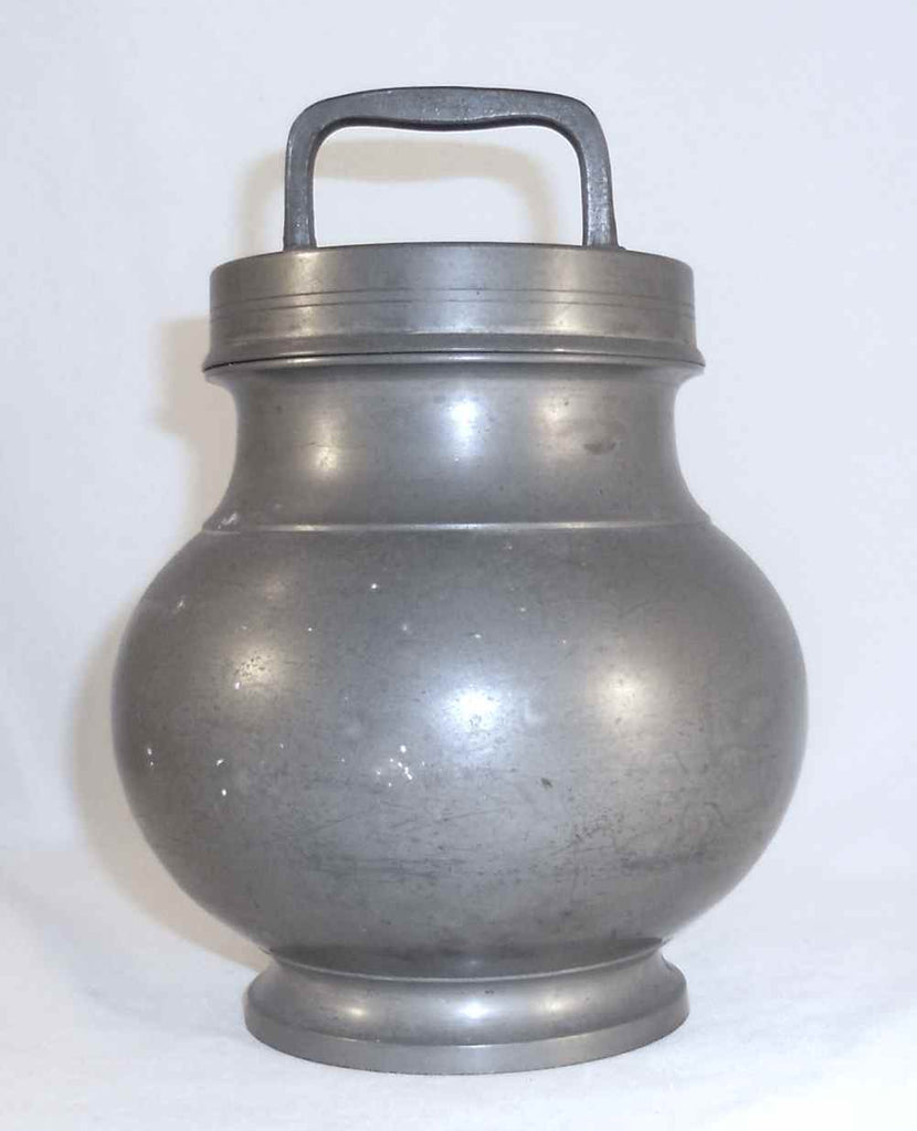 Vintage French Pewter Soup Canister Pail Pot w/ Screw-on Lid Having Top  Handle