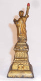 Antique Cast Iron Gold Colored Still Penny Bank Statue of Liberty By AC Williams