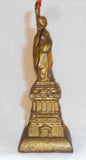 Antique Cast Iron Gold Colored Still Penny Bank Statue of Liberty By AC Williams