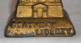Antique Cast Iron Gold Colored Still Penny Bank Statue of Liberty By AC Williams