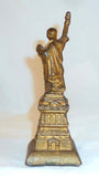 Antique A.C. Williams Cast Iron Gold Colored Statue of Liberty Still Penny Bank