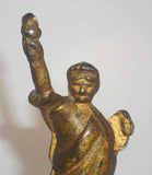 Antique A.C. Williams Cast Iron Gold Colored Statue of Liberty Still Penny Bank