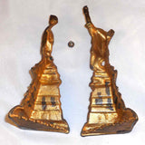 Antique A.C. Williams Cast Iron Gold Colored Statue of Liberty Still Penny Bank