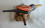 2013 Dan & Donna Strawser Wall Hanging Painted Carved Wood Perched Gray Bird