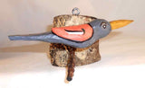 2013 Dan & Donna Strawser Wall Hanging Painted Carved Wood Perched Gray Bird