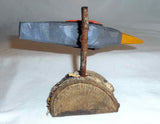 2013 Dan & Donna Strawser Wall Hanging Painted Carved Wood Perched Gray Bird