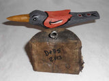 2013 Dan & Donna Strawser Wall Hanging Painted Carved Wood Perched Gray Bird